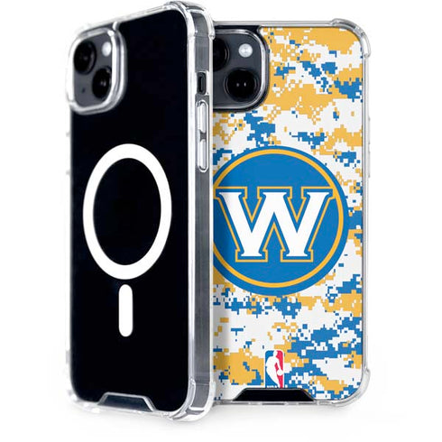 NBA Golden State Warriors Digi Camo iPhone 15 Plus MagSafe Case