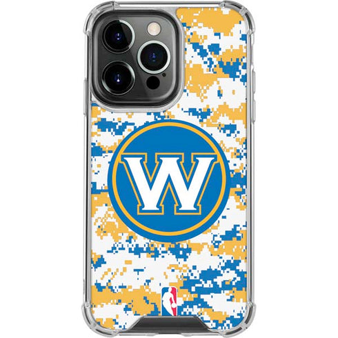 NBA Golden State Warriors Digi Camo iPhone 14 Pro Clear Case
