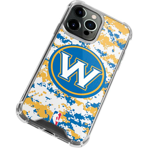NBA Golden State Warriors Digi Camo iPhone 15 Pro Clear Case