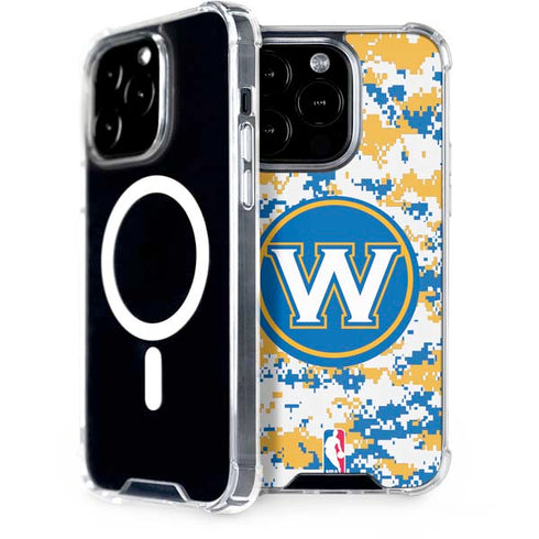 NBA Golden State Warriors Digi Camo iPhone 14 Pro MagSafe Case