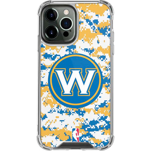 NBA Golden State Warriors Digi Camo iPhone 14 Pro Max Clear Case