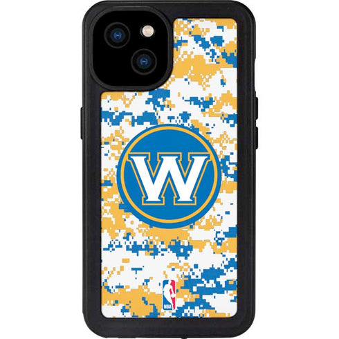 NBA Golden State Warriors Digi Camo iPhone 15 Plus Waterproof Case