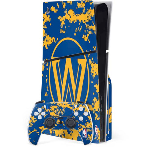 NBA Golden State Warriors Digi Camo PS5 Slim Disk Bundle Skin