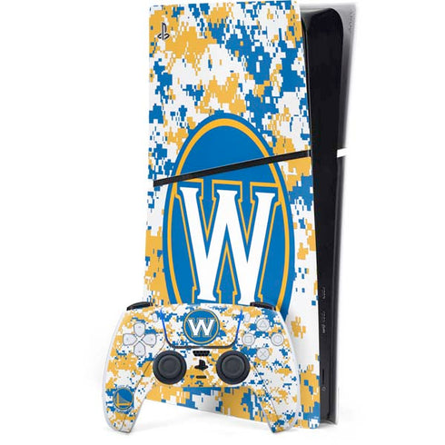NBA Golden State Warriors Digi Camo PS5 Slim Digital Edition Console Skin