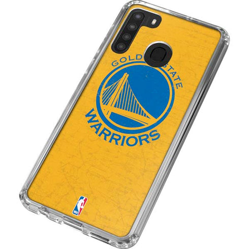 NBA Golden State Warriors Distressed Galaxy A21 Clear Case