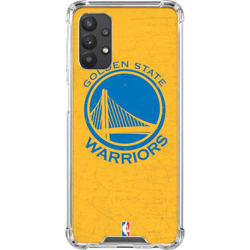 NBA Golden State Warriors Distressed Galaxy A32 5G Clear Case