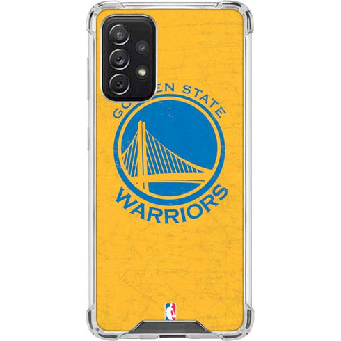 NBA Golden State Warriors Distressed Galaxy A72 5G Clear Case