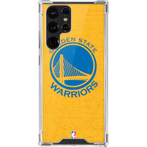 NBA Golden State Warriors Distressed Galaxy S22 Ultra Clear Case
