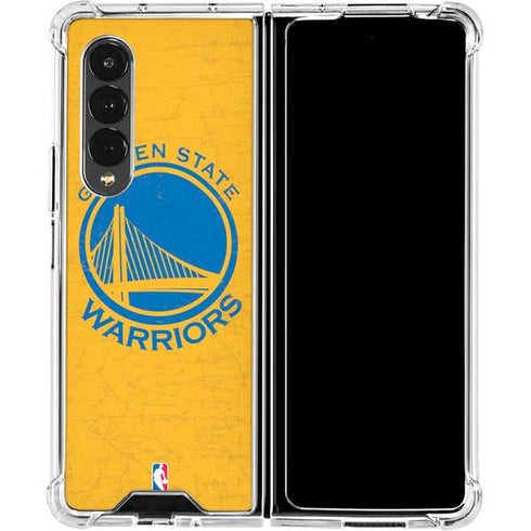 NBA Golden State Warriors Distressed Galaxy Z Fold4 5G Clear Case