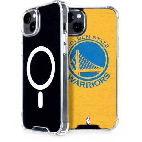 NBA Golden State Warriors Distressed iPhone 15 Plus MagSafe Case