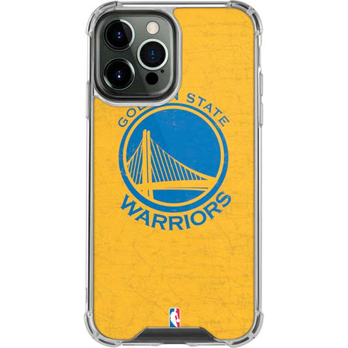 NBA Golden State Warriors Distressed iPhone 14 Pro Max Clear Case