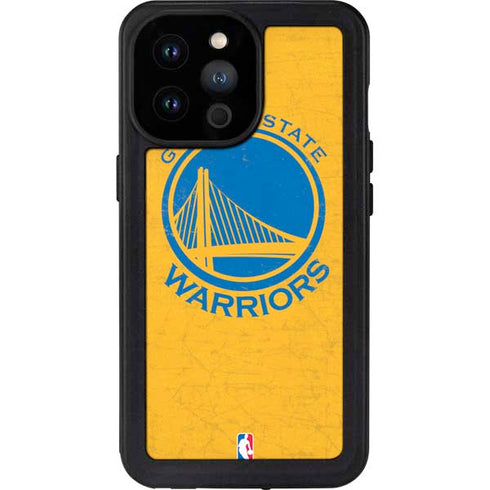 NBA Golden State Warriors Distressed iPhone 14 Pro Max Waterproof Case