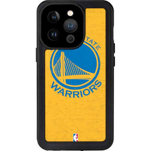 NBA Golden State Warriors Distressed iPhone 14 Pro Waterproof Case