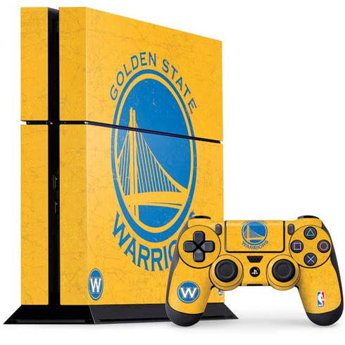 NBA Golden State Warriors Distressed PS4 Console and Controller Bundle Skin