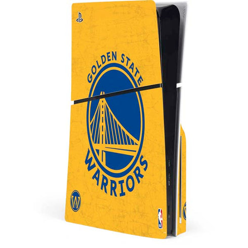 NBA Golden State Warriors Distressed PS5 Slim Disk Console Skin