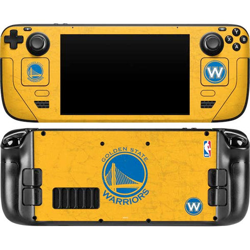 NBA Golden State Warriors Distressed Steam Deck Handheld Gaming Computer Skin