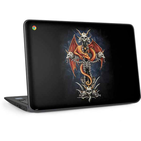 Gothic Dragon & Skull Cross by Sarah Richter HP Chromebook Skin