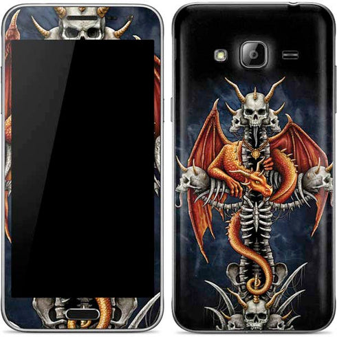 Gothic Dragon & Skull Cross by Sarah Richter Galaxy J3 Skin