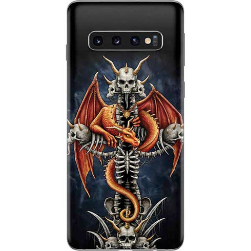 Gothic Dragon & Skull Cross by Sarah Richter Galaxy S10 Skin