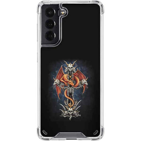 Gothic Dragon & Skull Cross by Sarah Richter Galaxy S21 5G Clear Case