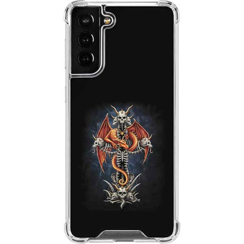 Gothic Dragon & Skull Cross by Sarah Richter Galaxy S21 FE Clear Case