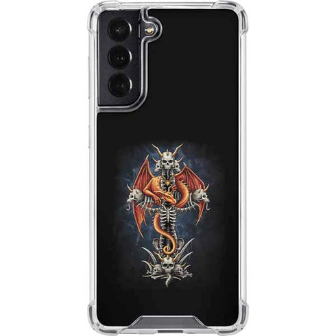 Gothic Dragon & Skull Cross by Sarah Richter Galaxy S22 Clear Case