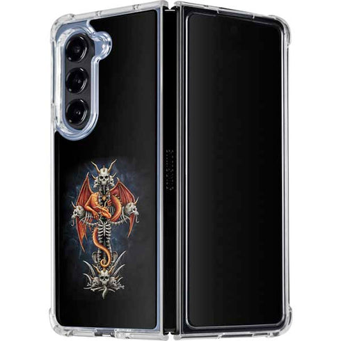 Gothic Dragon & Skull Cross by Sarah Richter Galaxy Z Fold5 5G Clear Case