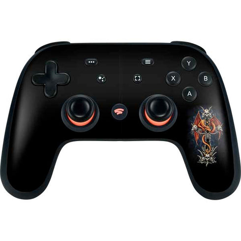 Gothic Dragon & Skull Cross by Sarah Richter Google Stadia Controller Skin