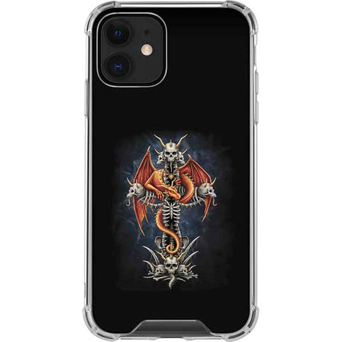 Gothic Dragon & Skull Cross by Sarah Richter iPhone 12 Clear Case