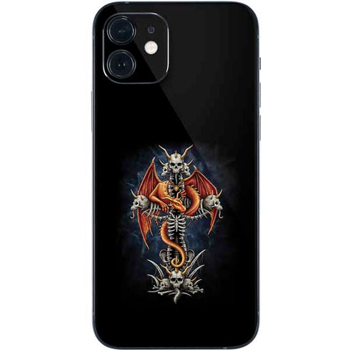 Gothic Dragon & Skull Cross by Sarah Richter iPhone 12 Mini Skin