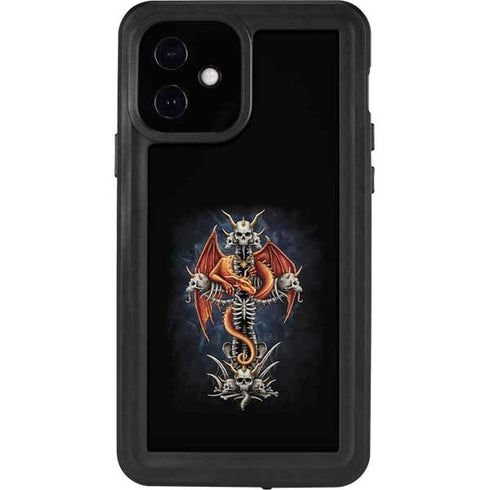 Gothic Dragon & Skull Cross by Sarah Richter iPhone 12 Waterproof Case