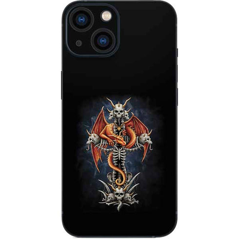 Gothic Dragon & Skull Cross by Sarah Richter iPhone 13 Mini Skin