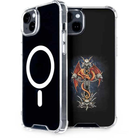 Gothic Dragon & Skull Cross by Sarah Richter iPhone 15 Plus MagSafe Case