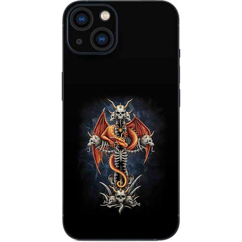 Gothic Dragon & Skull Cross by Sarah Richter iPhone 14 Plus Skin