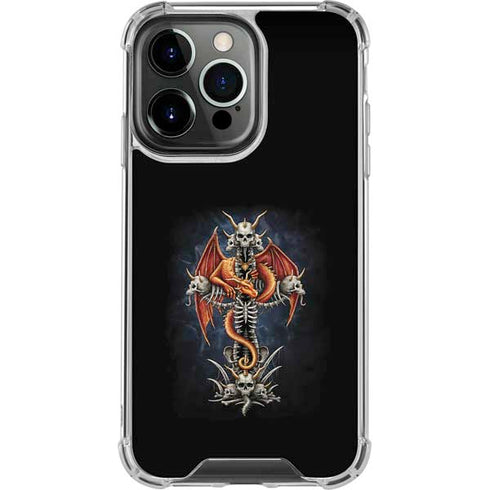 Gothic Dragon & Skull Cross by Sarah Richter iPhone 15 Pro Clear Case