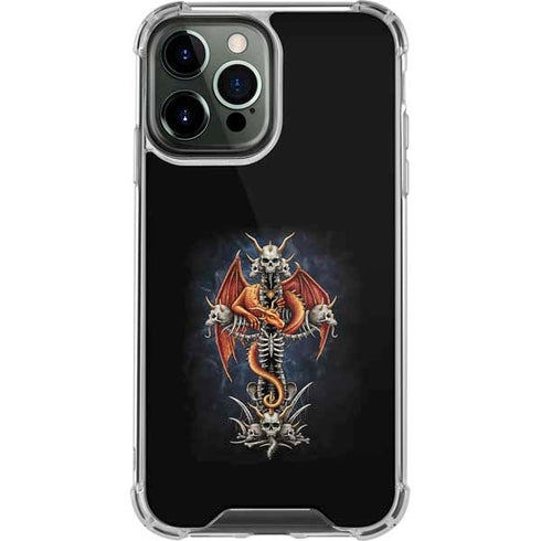 Gothic Dragon & Skull Cross by Sarah Richter iPhone 15 Pro Max Clear Case