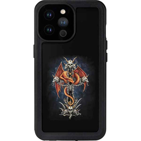 Gothic Dragon & Skull Cross by Sarah Richter iPhone 14 Pro Max Waterproof Case