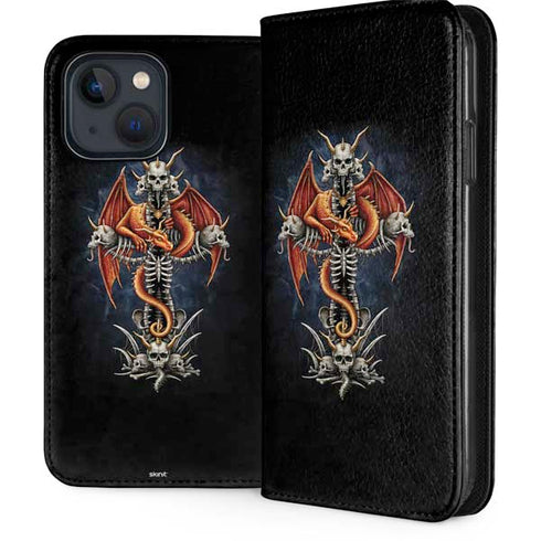 Gothic Dragon & Skull Cross by Sarah Richter iPhone 15 Plus Folio Case