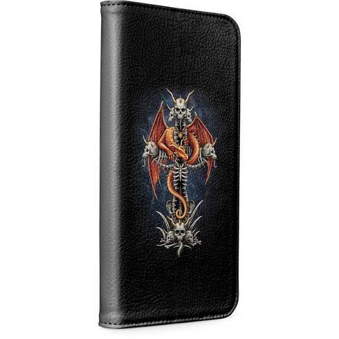 Gothic Dragon & Skull Cross by Sarah Richter iPhone 15 Plus Folio Case