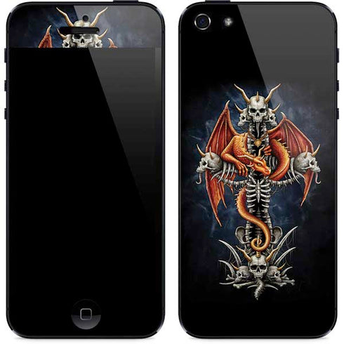 Gothic Dragon & Skull Cross by Sarah Richter iPhone 5/5s/5SE Skin