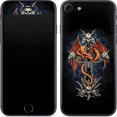 Gothic Dragon & Skull Cross by Sarah Richter iPhone 8 Skin