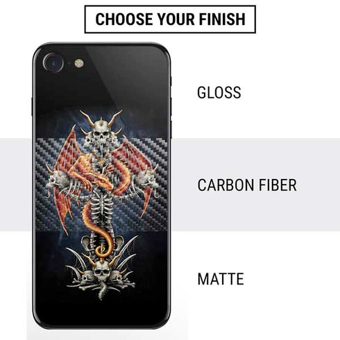 Gothic Dragon & Skull Cross by Sarah Richter iPhone SE (2nd & 3rd Gen) Skin