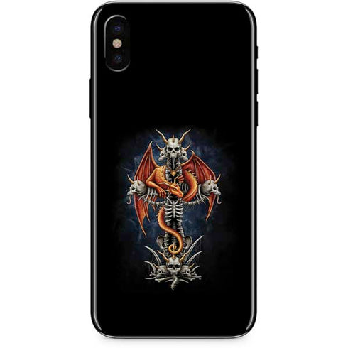 Gothic Dragon & Skull Cross by Sarah Richter iPhone X Skin