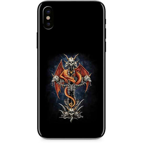 Gothic Dragon & Skull Cross by Sarah Richter iPhone XS Skin