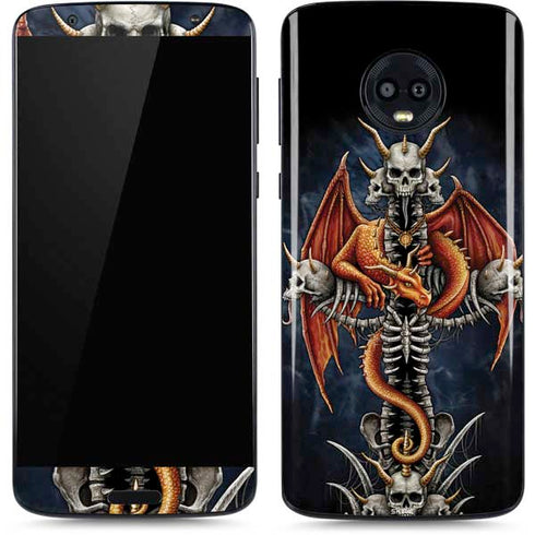 Gothic Dragon & Skull Cross by Sarah Richter Moto G6 Skin