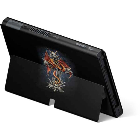 Gothic Dragon & Skull Cross by Sarah Richter Nintendo Switch OLED (2021) Skin
