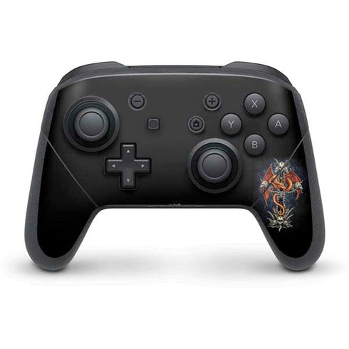 Gothic Dragon & Skull Cross by Sarah Richter Nintendo Switch Pro Controller Skin