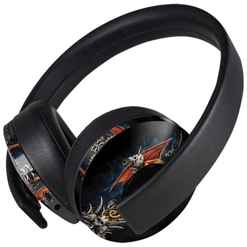 Gothic Dragon & Skull Cross by Sarah Richter PlayStation 4 Gold Wireless Headset Skin