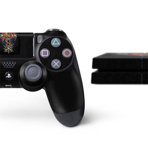 Gothic Dragon & Skull Cross by Sarah Richter PS4 Console and Controller Bundle Skin