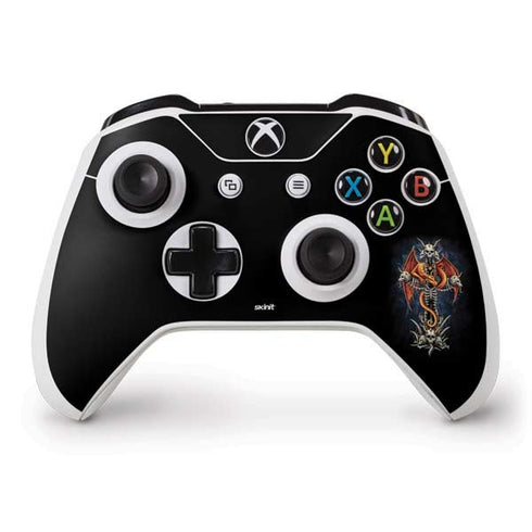 Gothic Dragon & Skull Cross by Sarah Richter Xbox One S Controller Skin